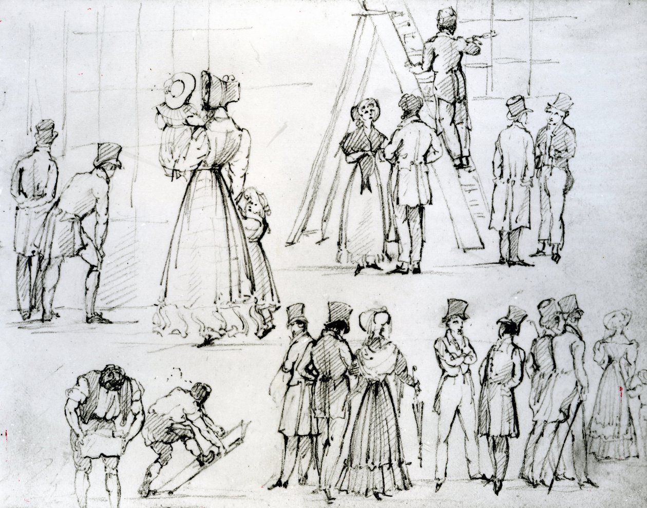 Street scene with a window cleaner  alkotó: George the Elder Scharf