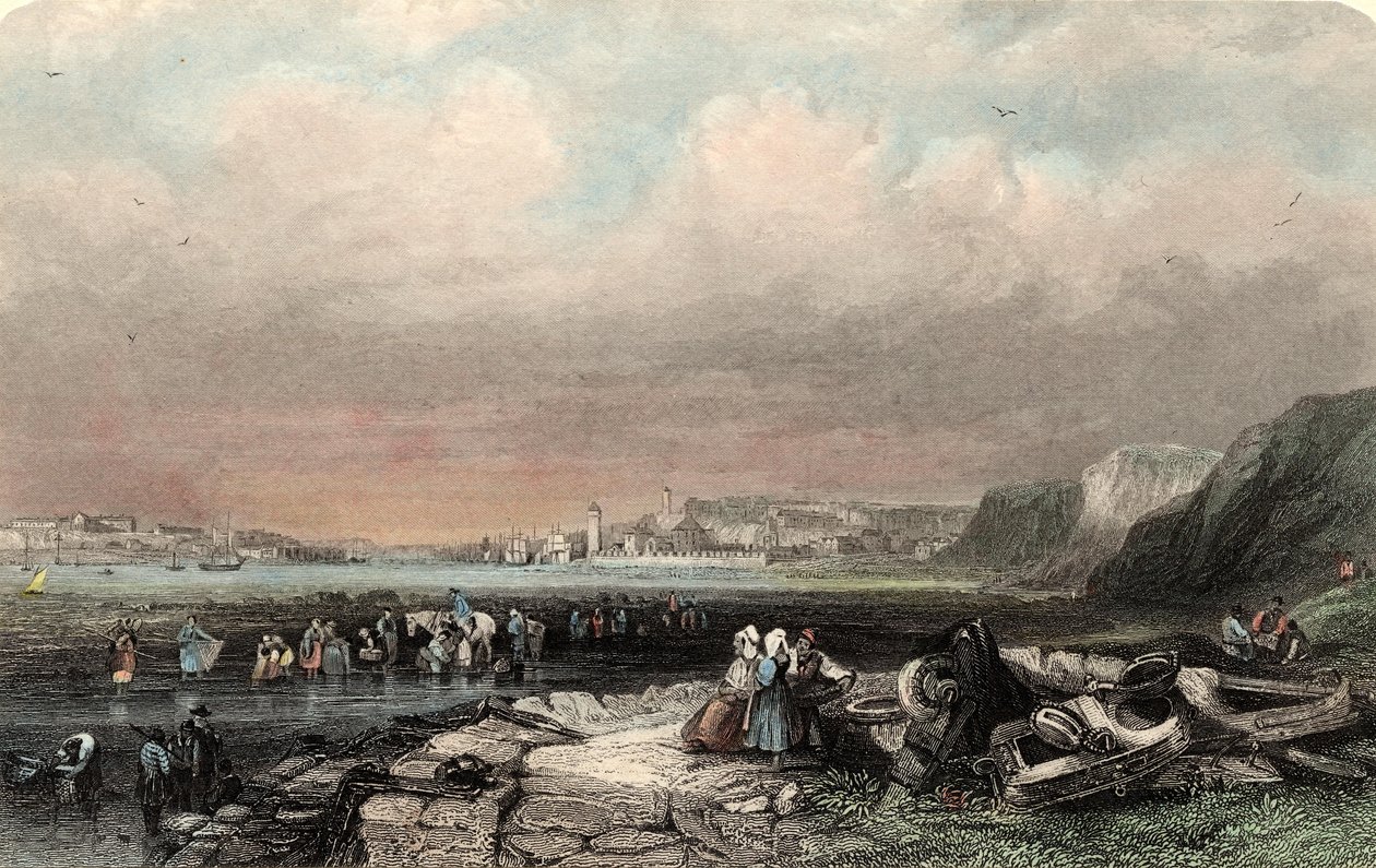 A Shields Harbour bejárata, W. Finden metszete alkotó: George (after) Balmer