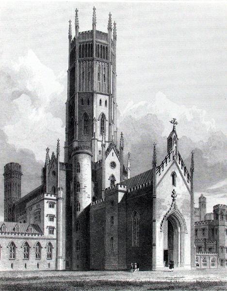 Fonthill Abbey északnyugatról, John Britton „A Fonthill Abbey grafikai és irodalmi illusztrációi”, J. Lambert metszet alkotó: George (after) Cattermole