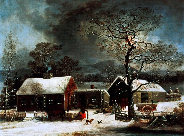 Téli jelenet New Havenben, 1858 körül (színes litó) alkotó: George (after) Durrie