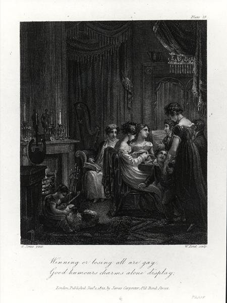 Belföldi jelenet, Peter Coxe „The Social Day” című művéből, William Bond metszete, 1822-ben megjelent (metszet) (f/w fotó) alkotó: George (after) Jones