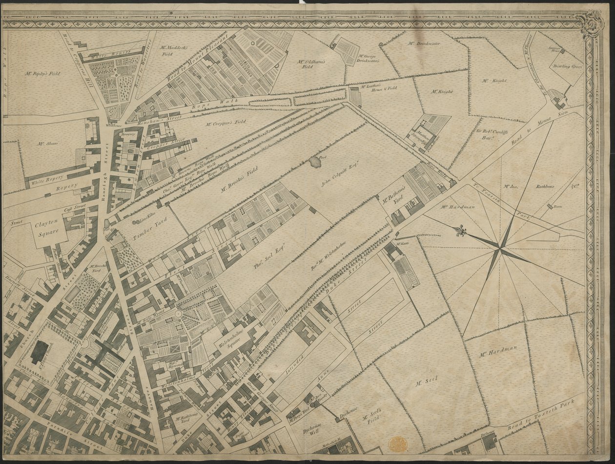 „Leverpool városának és kikötőjének új és pontos terve” egy felmérésből, Thomas Kitchin metszetével alkotó: George (after) Perry