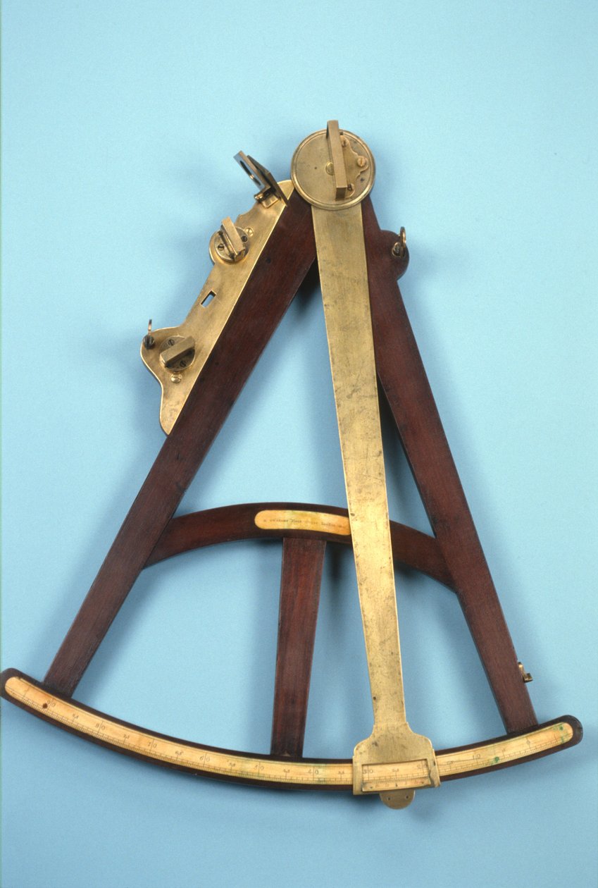 18 hüvelykes Hadley kvadráns vagy oktáns, 1760 körül (fa, sárgaréz és üveg) alkotó: George Adams