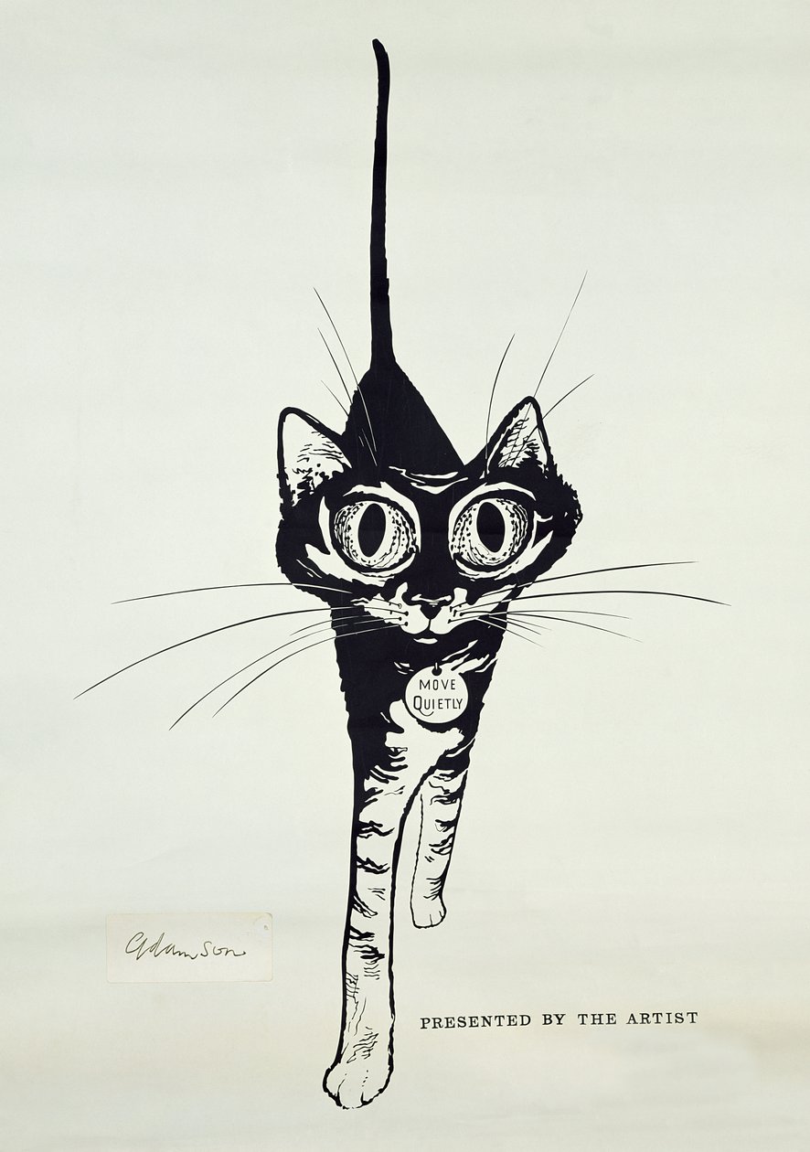 Move Quietly, 1962 körül (indiai tinta a fedélzeten) alkotó: George Adamson