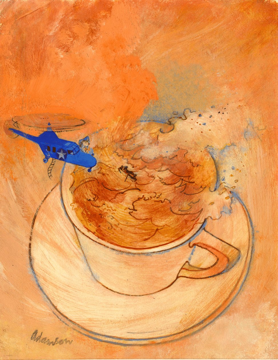 Vihar teáscsészében, (1970-es évek) gouache papíron alkotó: George Adamson