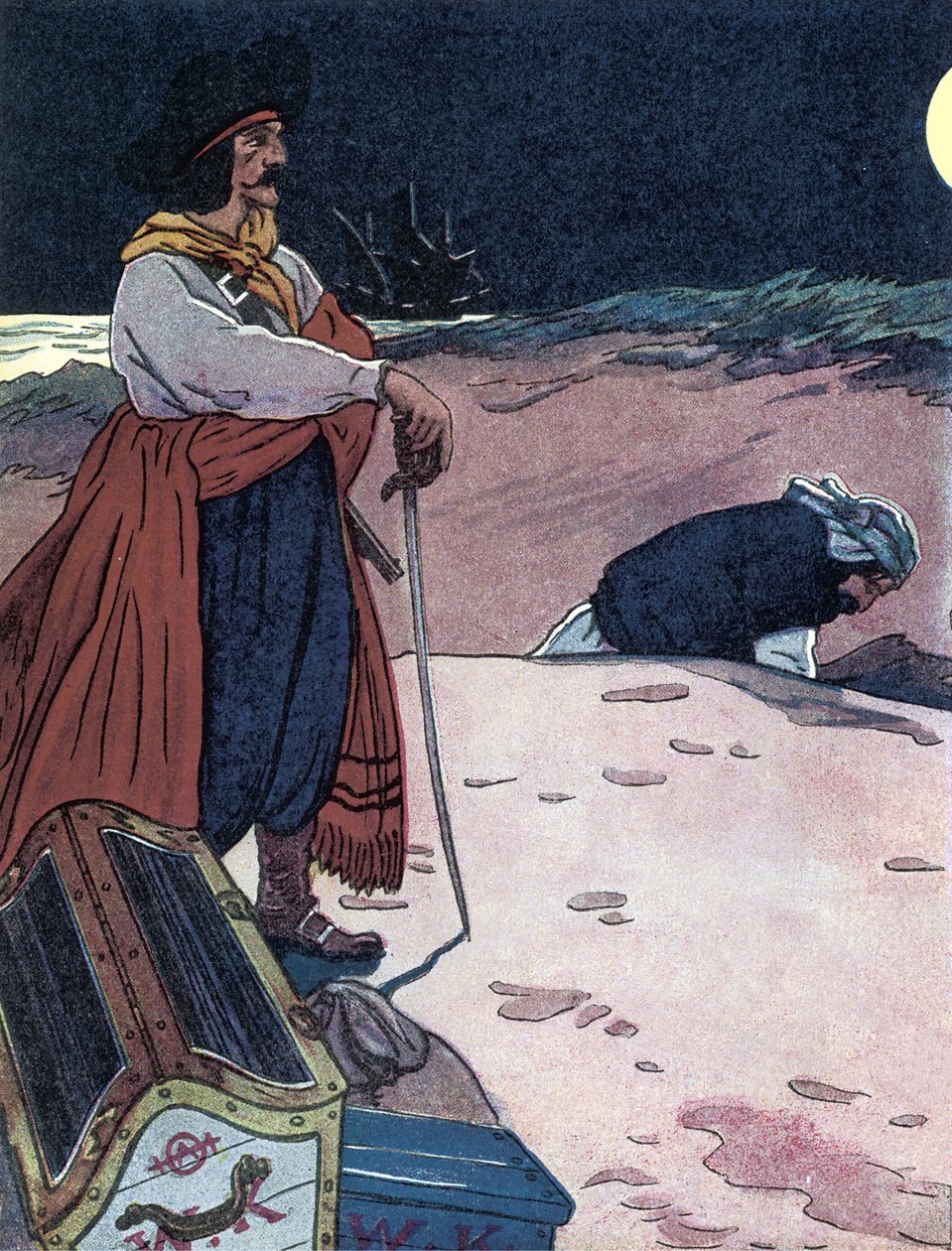 A kincs el van temetve Illusztráció a „The boys book of pirates” című könyvéből, George Albert Williams (1875-1932) 1914 alkotó: George Alfred Williams