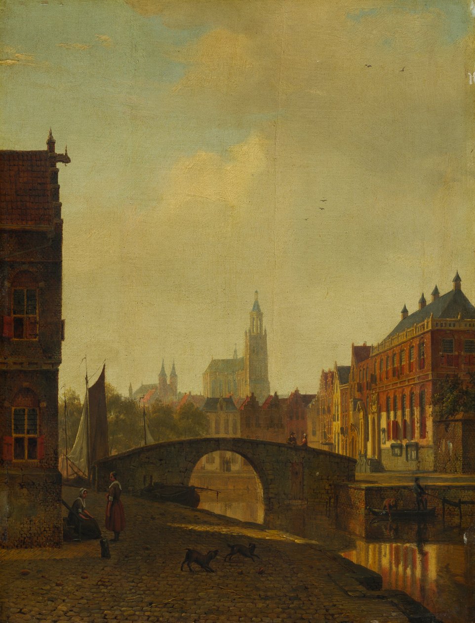 Arnhem képzeletbeli látképe, 1830-as évek vége (olaj, fapanel) alkotó: George Andries Roth