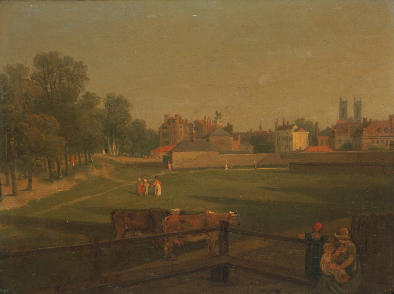 Westminster egy részének nyugati képe és a Bird Cage Walk a Malomházból..., alkotó: George Arnald