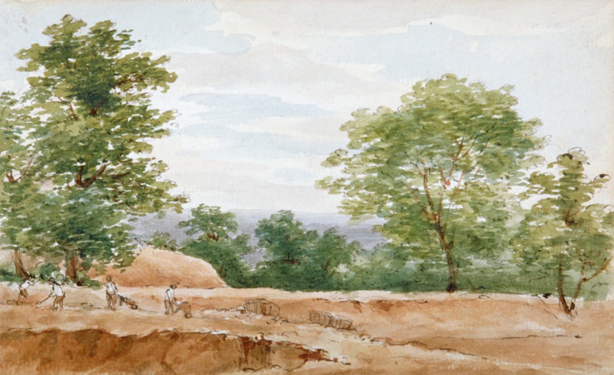 Kilátás a Highgate-alagút ásatásairól, London, 1812 alkotó: George Arnald