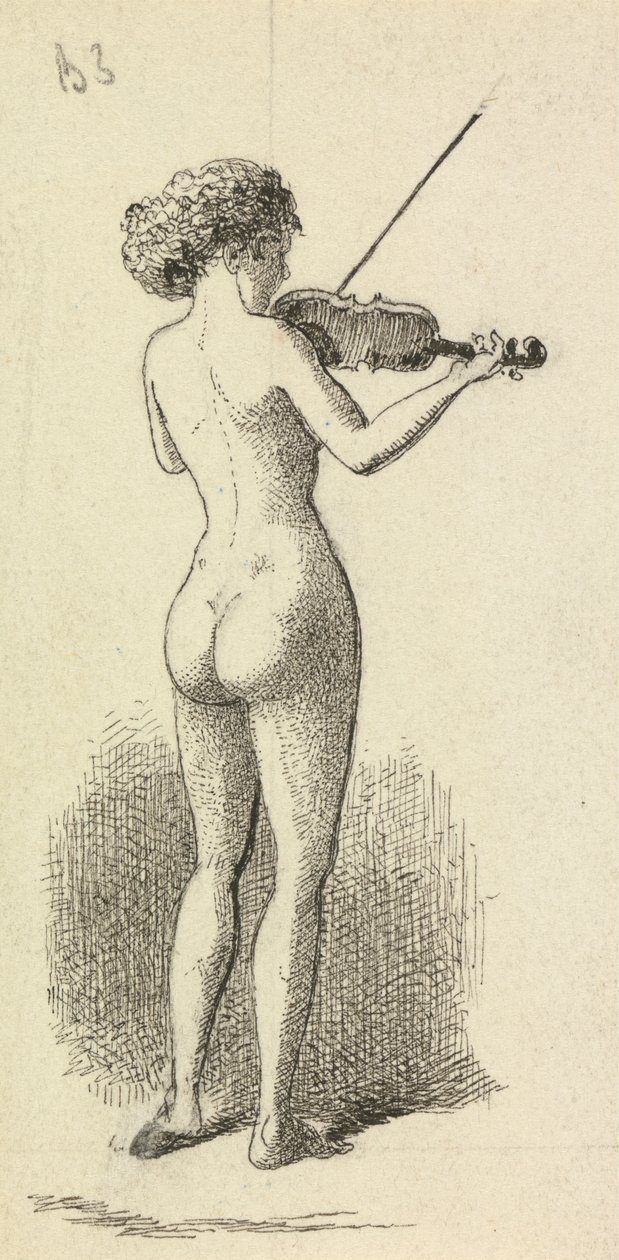 Meztelen nő hegedül alkotó: George Augustus Sala