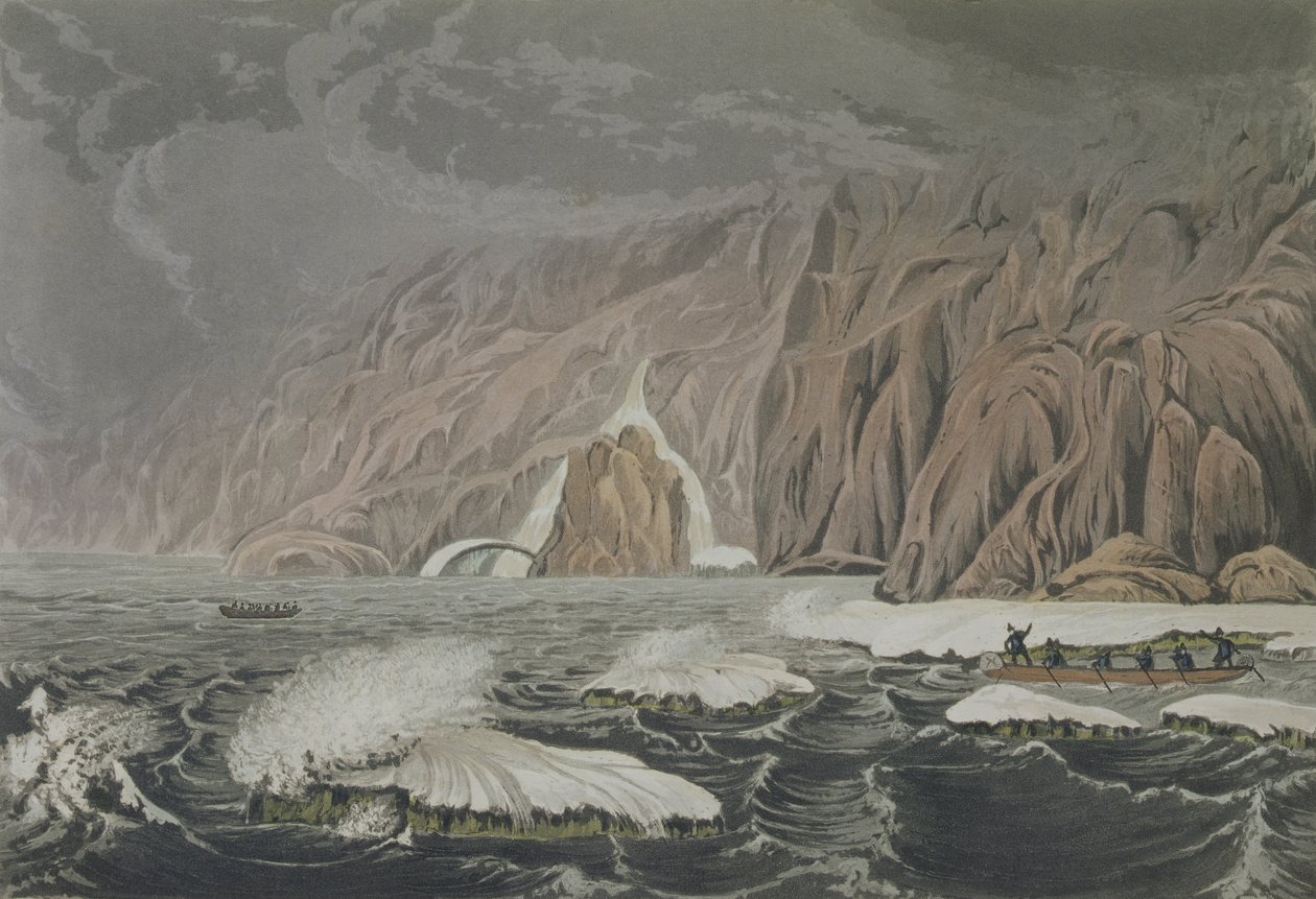 Expedíció, amely megduplázza Cape Barrow-t, 1821. július 25., Sir John Franklin (1786-1847) elbeszéléséből a Sarki-tenger partjaihoz 1819-22 között, Edward Finden (1791-1857) vésette pu. alkotó: George Back