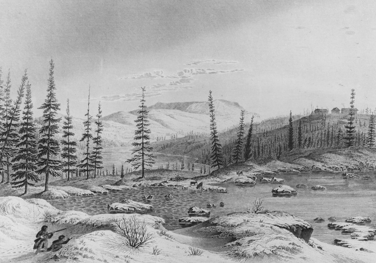 Vadászok karibut üldöznek Fort Enterprise-ban Franklin 1821-es expedícióján alkotó: George Back