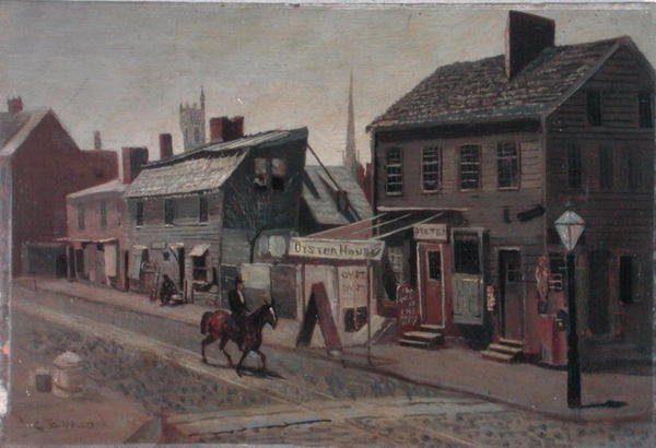 S.W. A 13. és a Race Street sarka, 1875 körül (olaj a fedélzeten) alkotó: George Bacon Wood