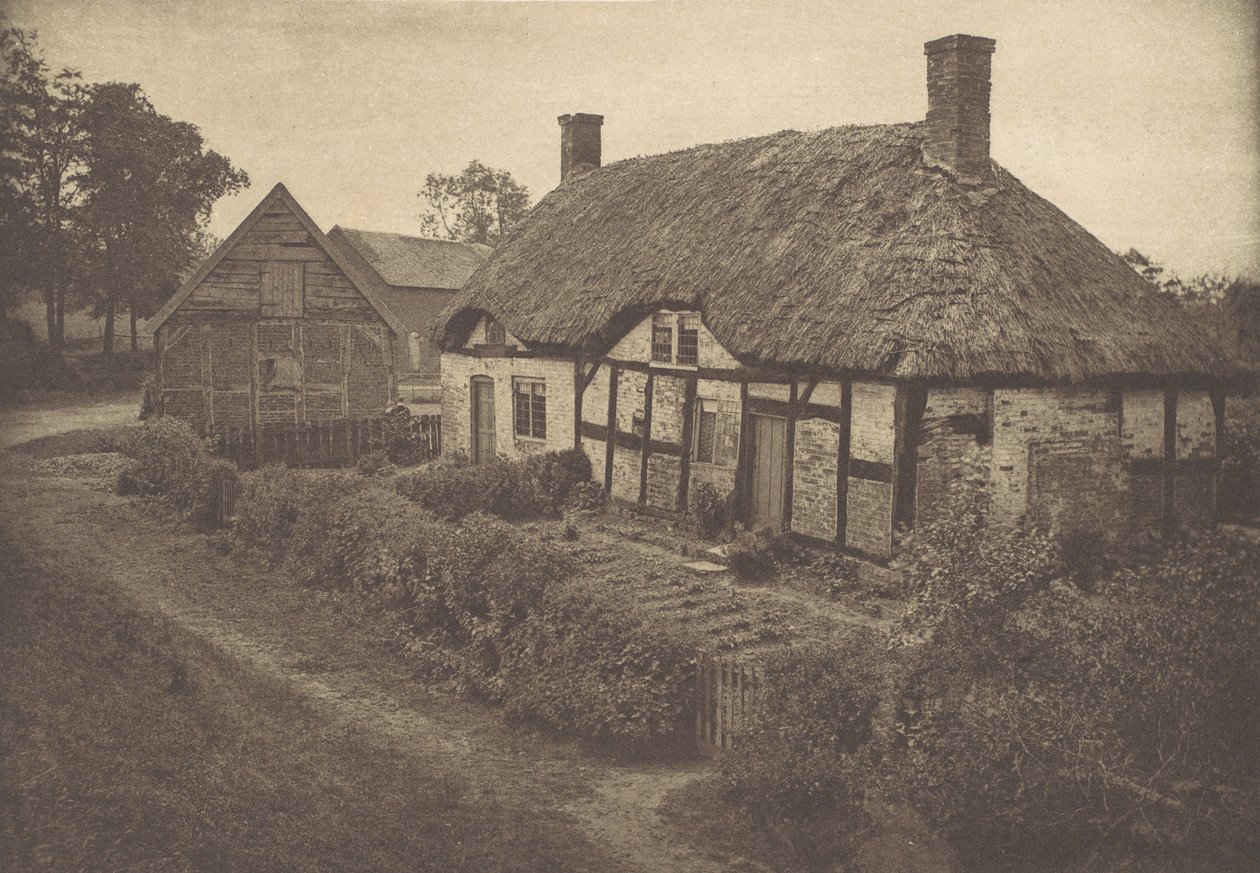 Izaak Walton háza Shallowfordban, Staffordshire-ben, 1880-as évek, nyomtatva 1888-ban, 1880-as években, nyomtatva 1888-ban. alkotó: George Bankart