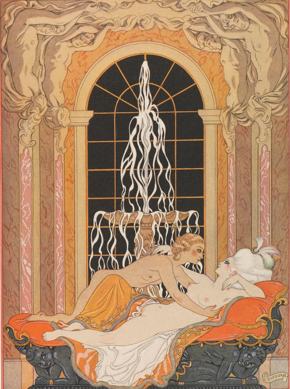 Illusztráció a Veszélyes kapcsolatok Veszélyes kapcsolatok című levélregényéhez, 1934. alkotó: George Barbier