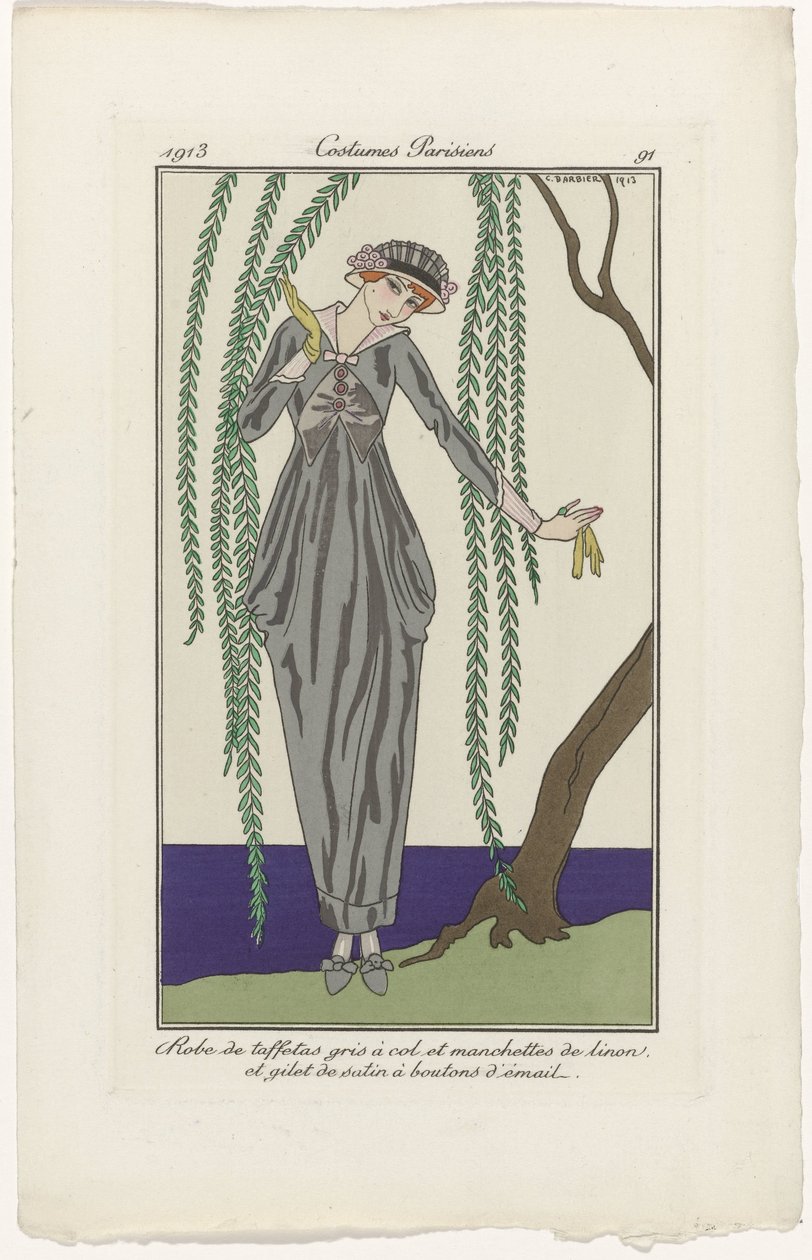 Journal des Dames et des Modes, Costumes Parisiens, 1913, 91. sz.: Taft ruha (...) alkotó: George Barbier