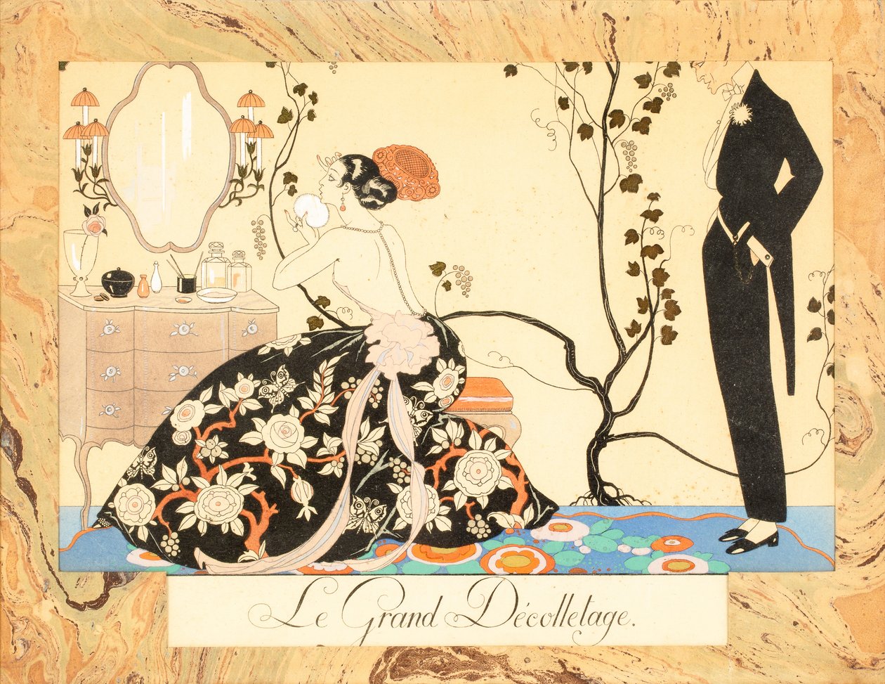 Le Grand Décolletage, a Le Bonheur du Jour vagy a Les Graces à la Mode, 1924-ből. alkotó: George Barbier