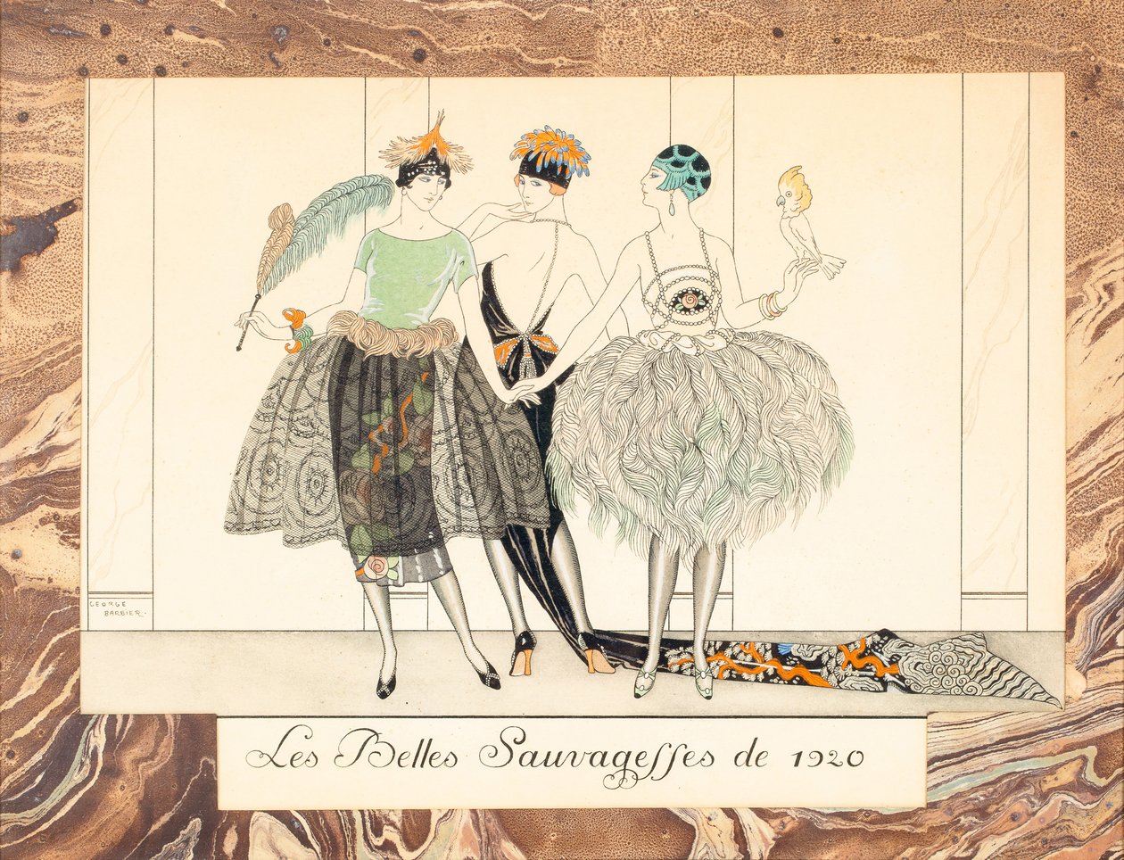 The Beautiful Sauvageffes of 1920, a Le Bonheur du Jour vagy a Les Graces à la Mode, 1924-ből. alkotó: George Barbier