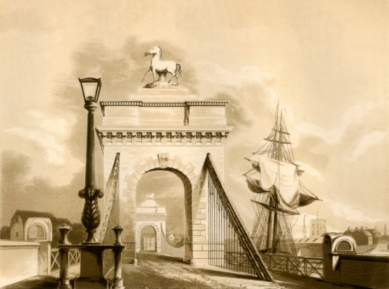 Norfolk Bridge, New Shoreham, 1835. alkotó: George Baxter