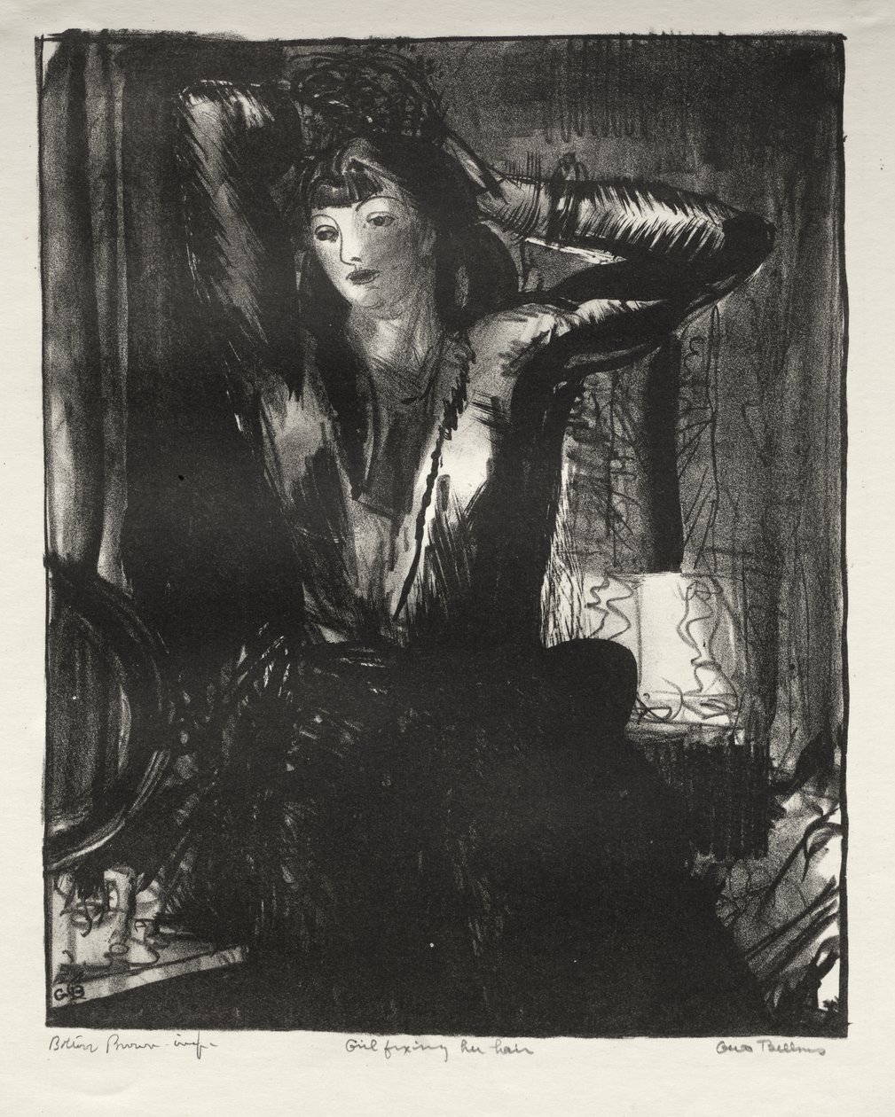 Haját igazító lány alkotó: George Bellows
