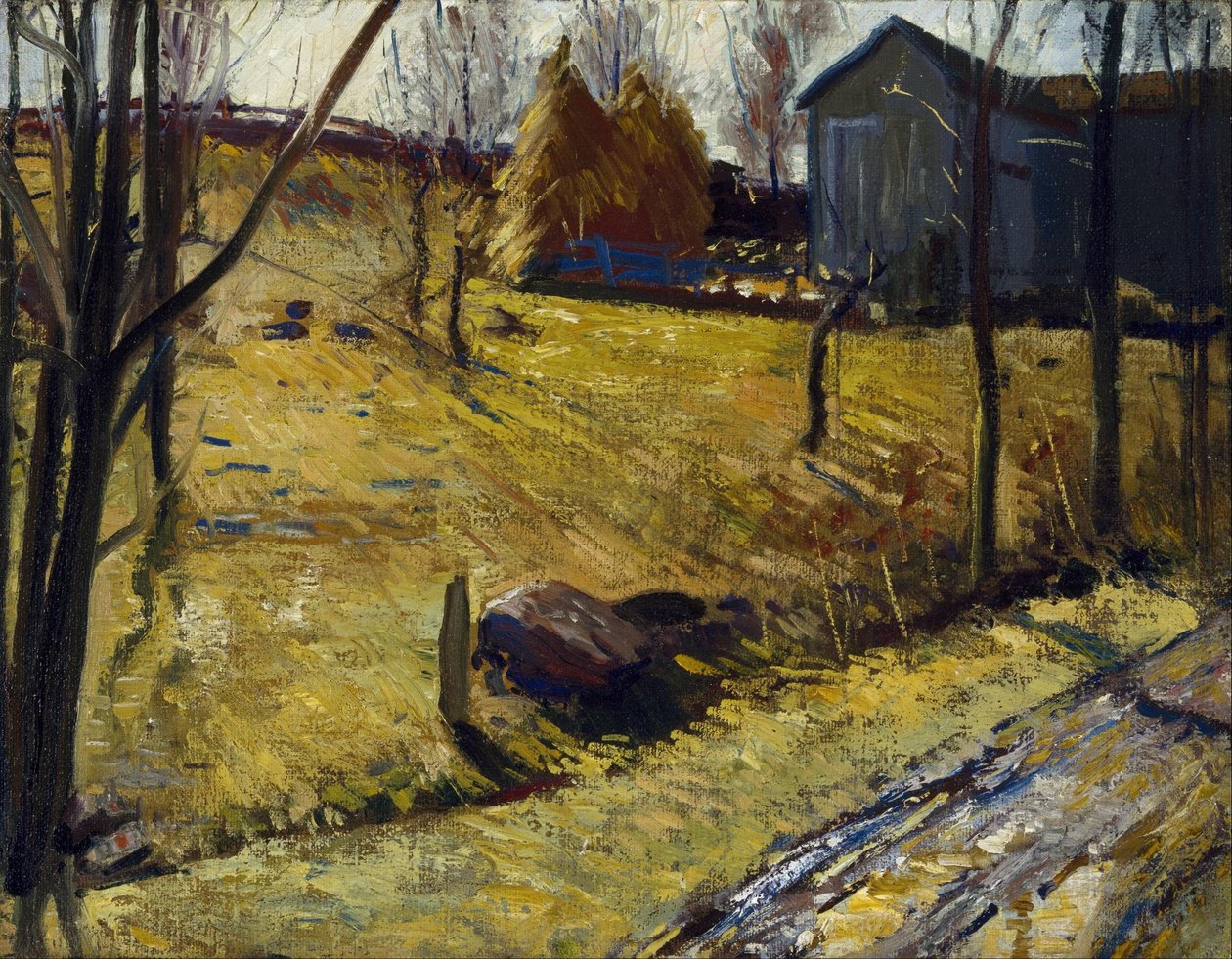 Szénakazlak és pajta alkotó: George Bellows
