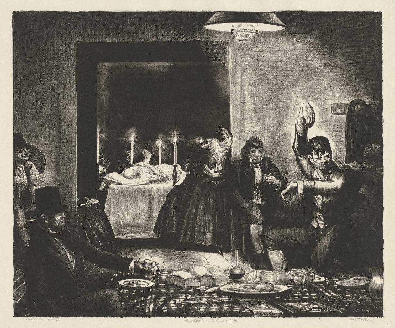 Punchinello a halál házában alkotó: George Bellows