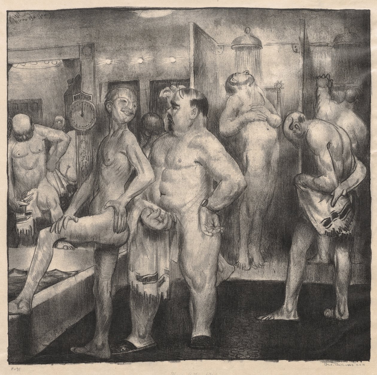 Zuhanyfürdő, részlet alkotó: George Bellows