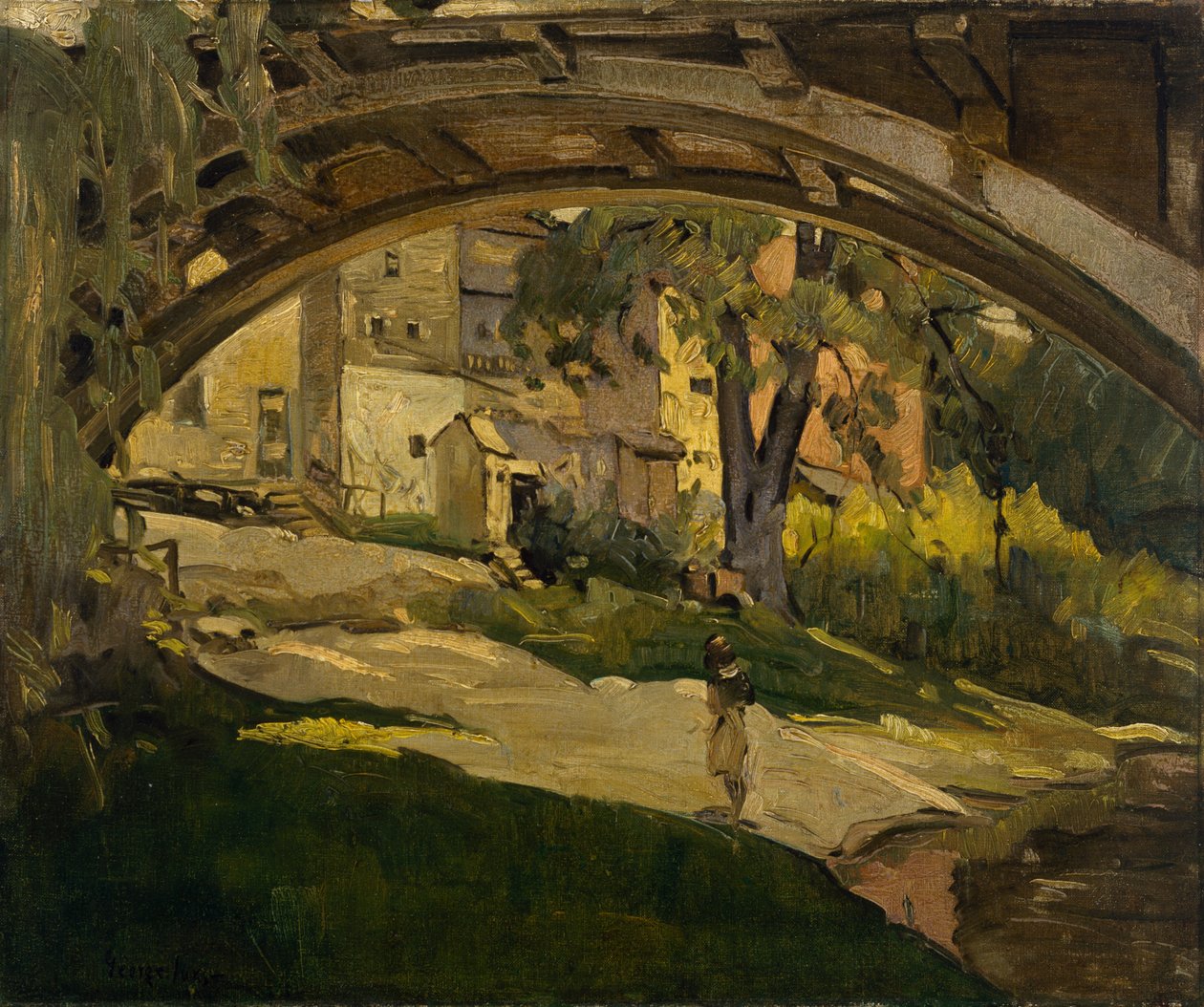 Lány az íves híd alatt (olaj, vászon) alkotó: George Benjamin Luks