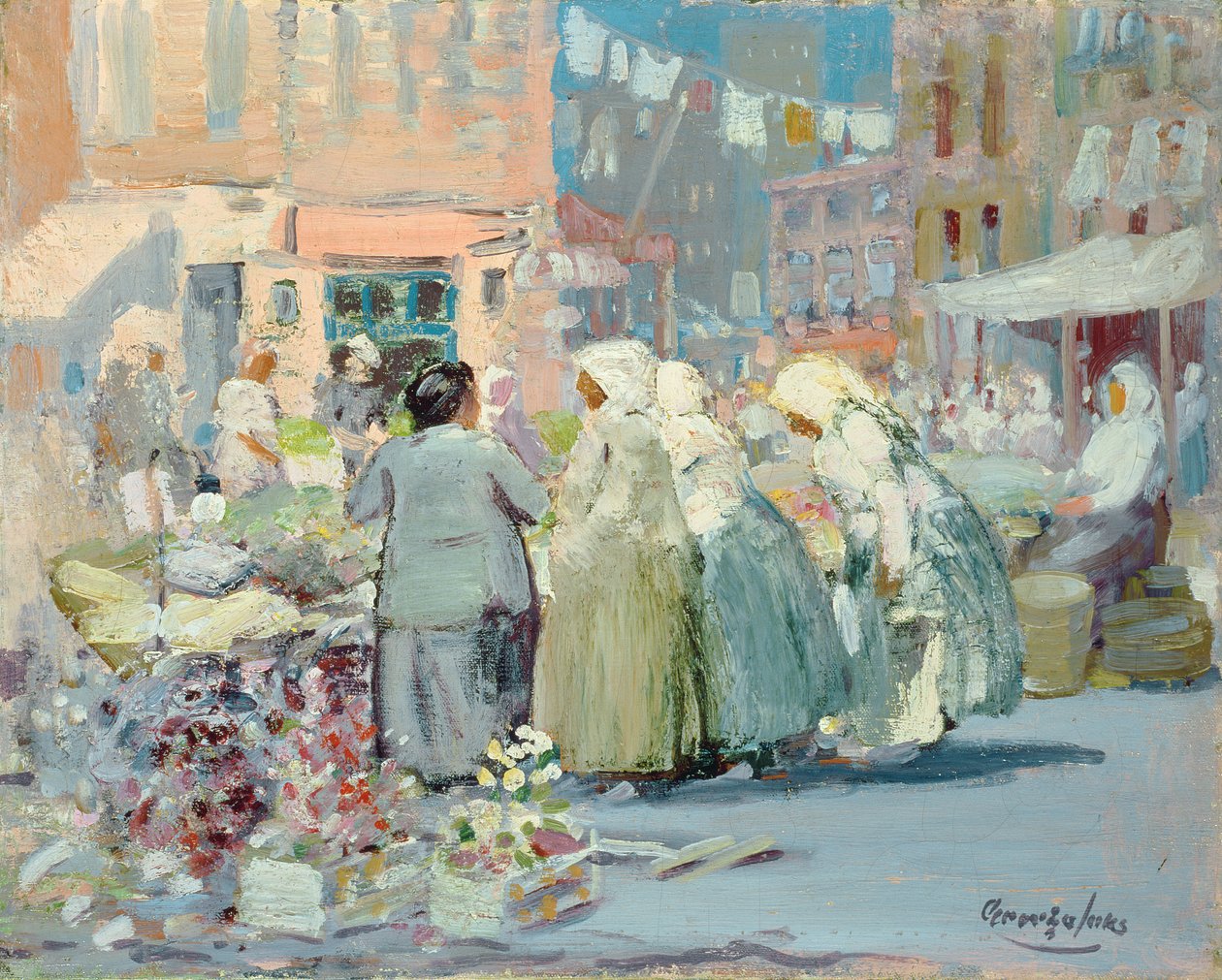 Spring Morning, Houston és Division Streets, New York alkotó: George Benjamin Luks