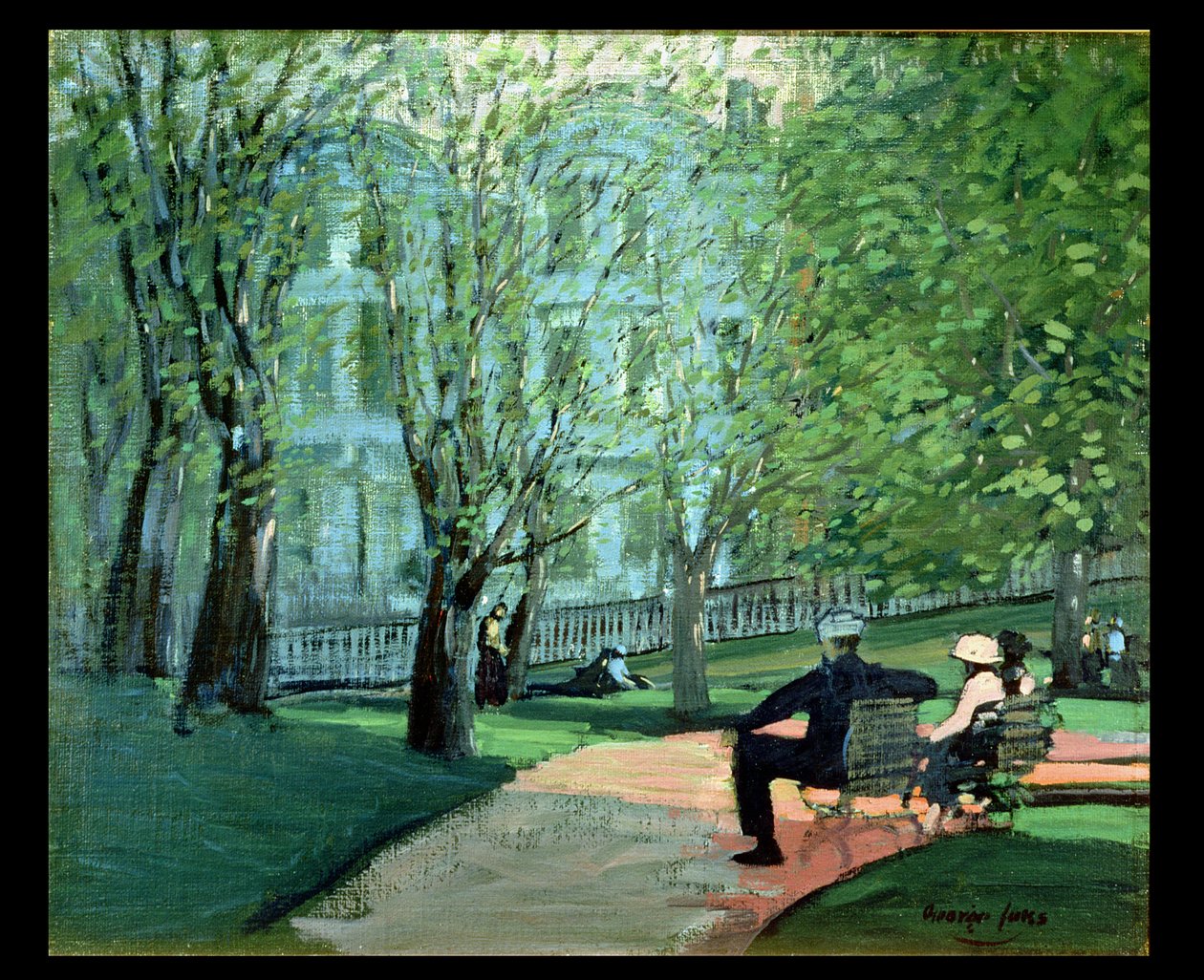 Summer Day, Boston Public Garden, 1923 körül (olaj, vászon) alkotó: George Benjamin Luks