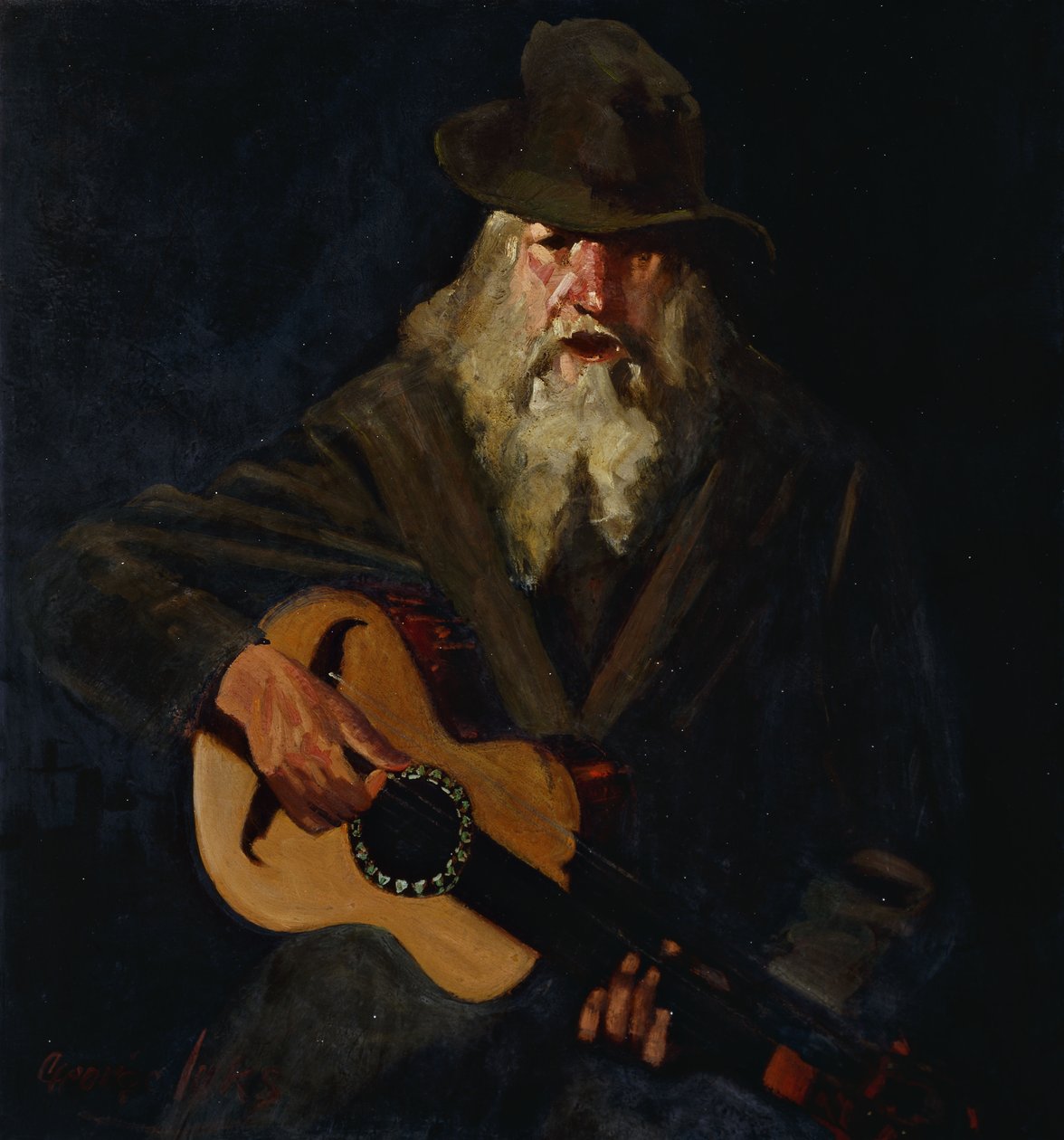 A Hobo zenész alkotó: George Benjamin Luks