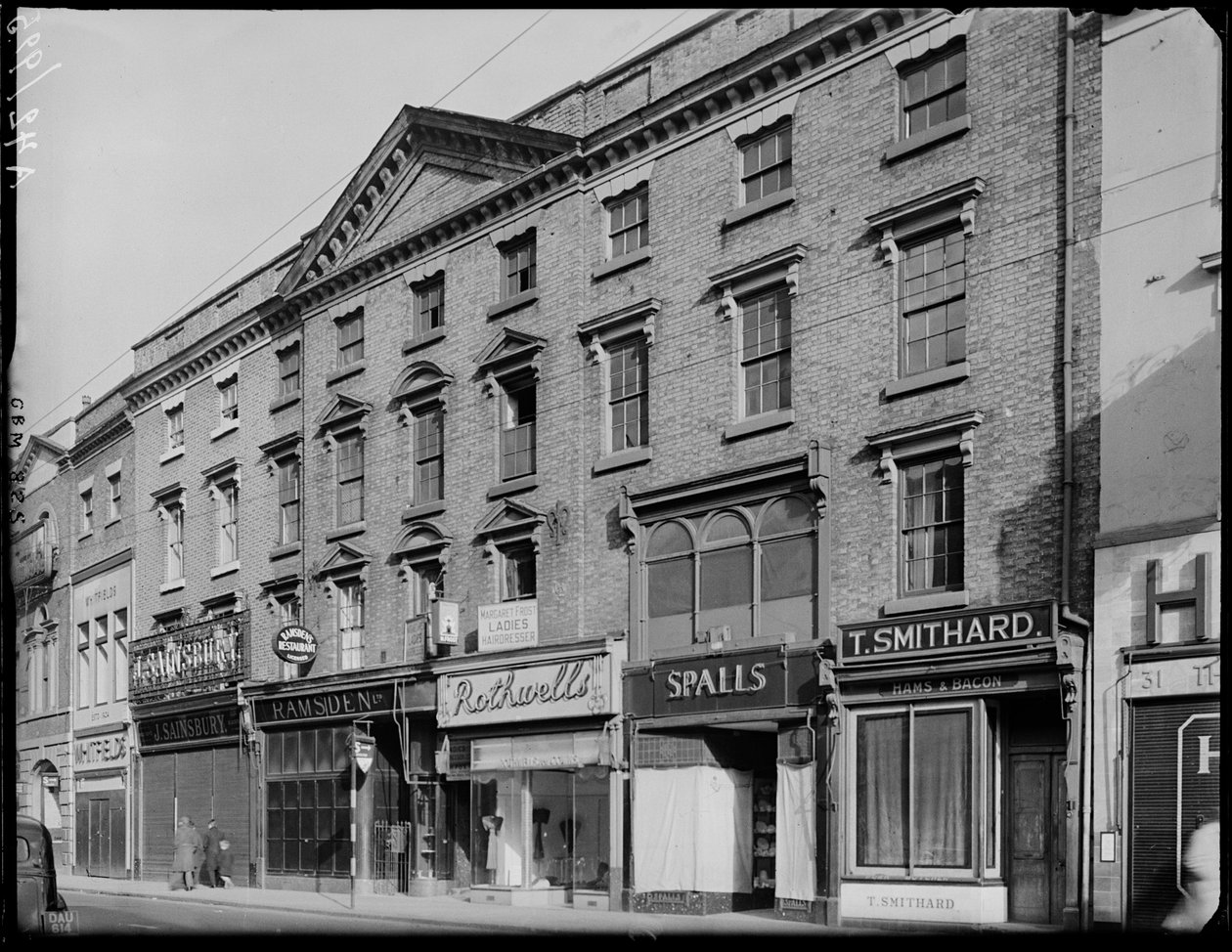 Devonshire House, 36 Corn Market, Derby, 1942. alkotó: George Bernard Mason
