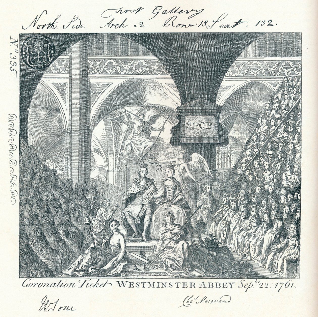 Gravírozott jegy III. György koronázási szertartására a Westminster Abbeyben 1761 1906 alkotó: George Bickham