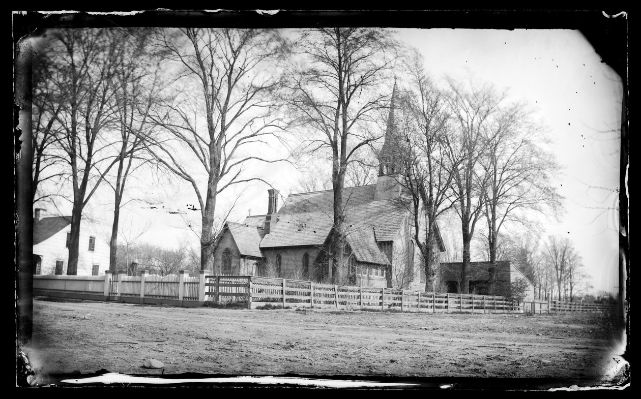 St. Pauls Church, Flatbush, Brooklyn, 1877 (nedves kollódium negatív) alkotó: George Bradford Brainerd