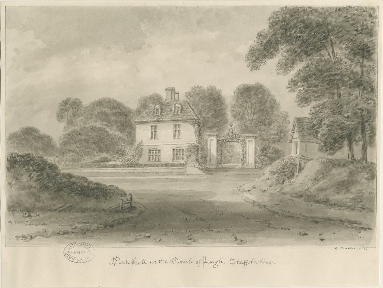 Leigh - "Park Hall": szépia rajz, 1841 alkotó: George Buckler