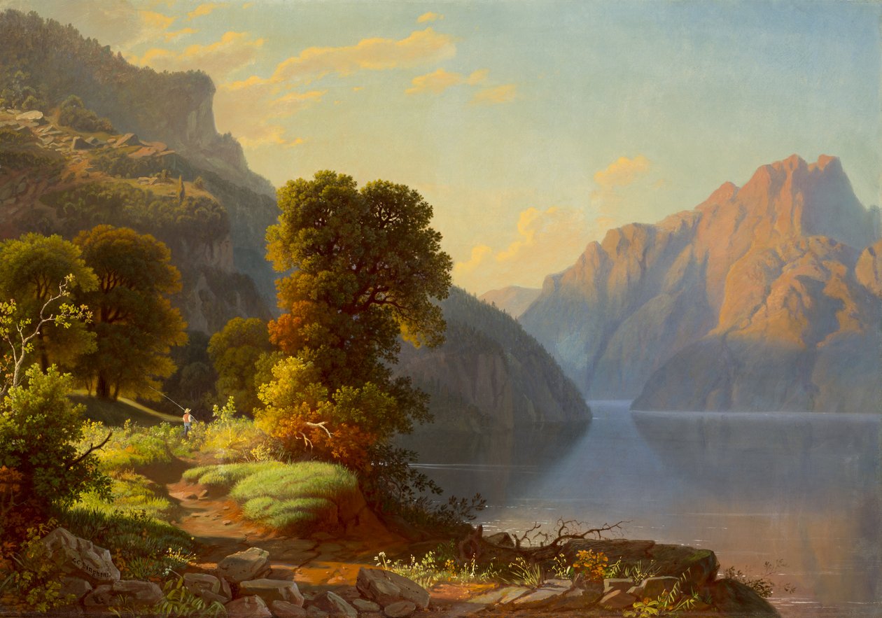 Kilátás egy hegyi tóra alkotó: George Caleb Bingham
