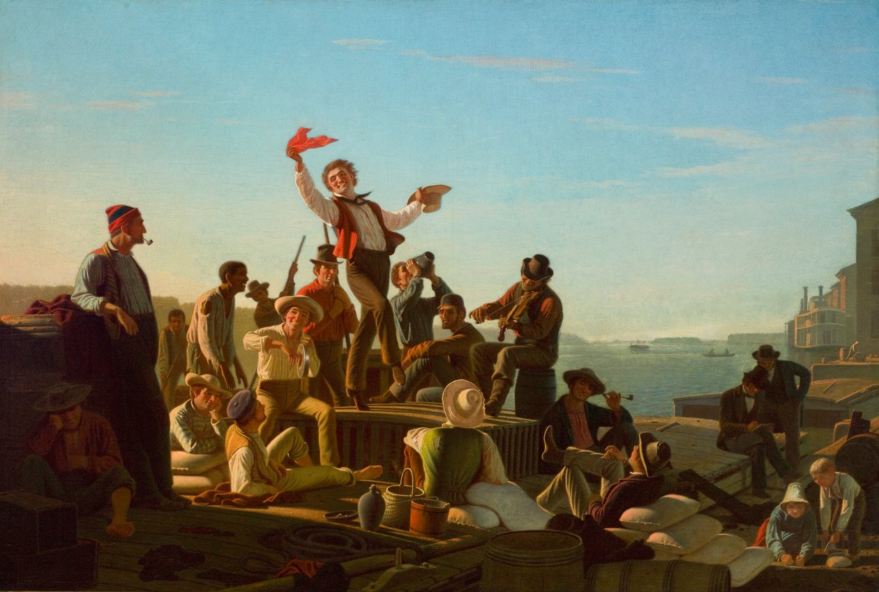 Jolly Flatboatmen Portban alkotó: George Caleb Bingham