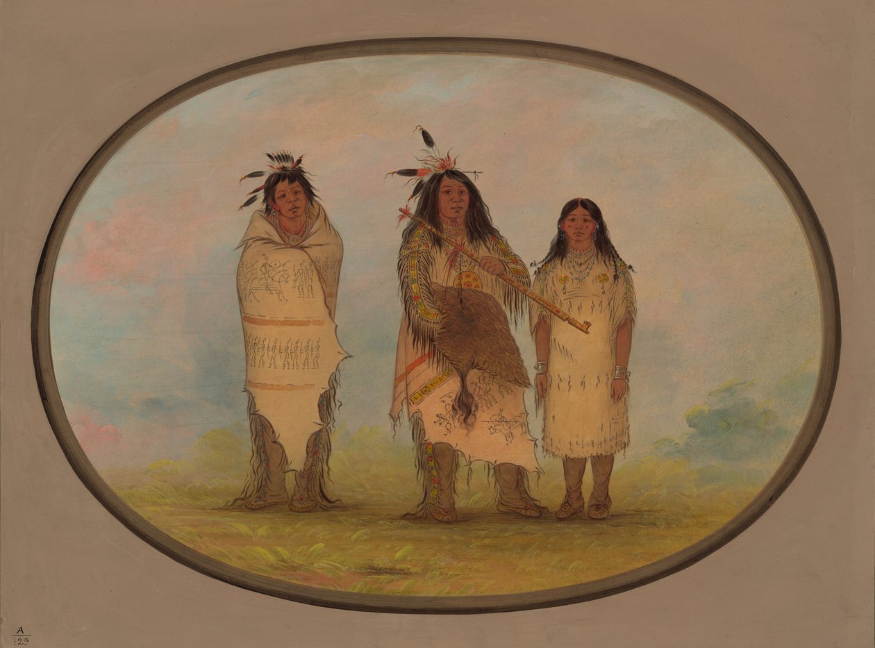 Egy Cheyenne főnök, a felesége és egy orvos, 18611869. alkotó: George Catlin
