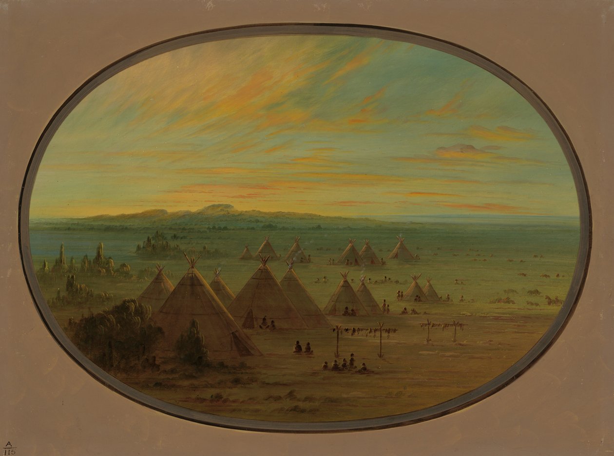 Varjúfalu a Lazac-folyón, 18551869. alkotó: George Catlin