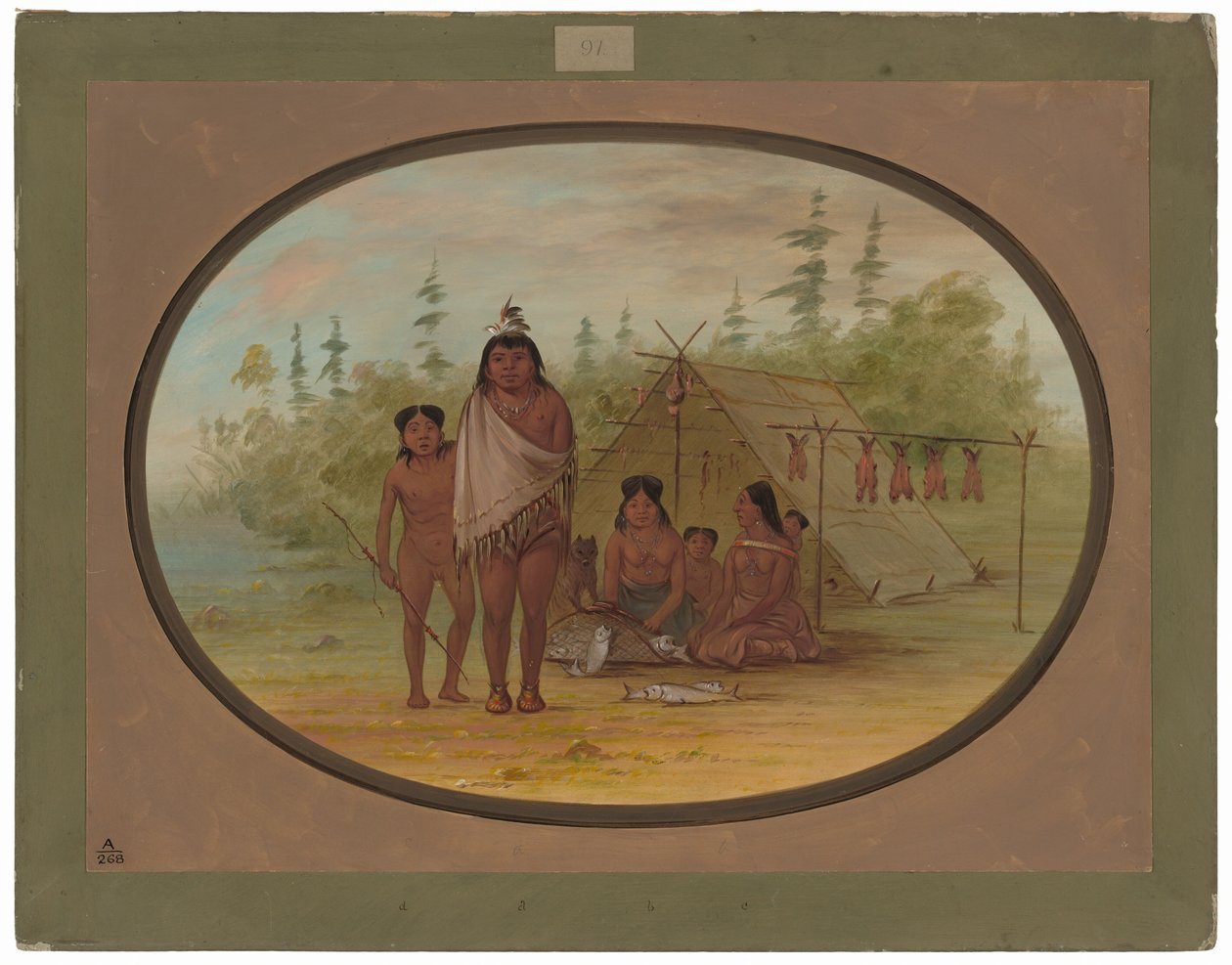 Egy laposfejű főnök a családjával alkotó: George Catlin
