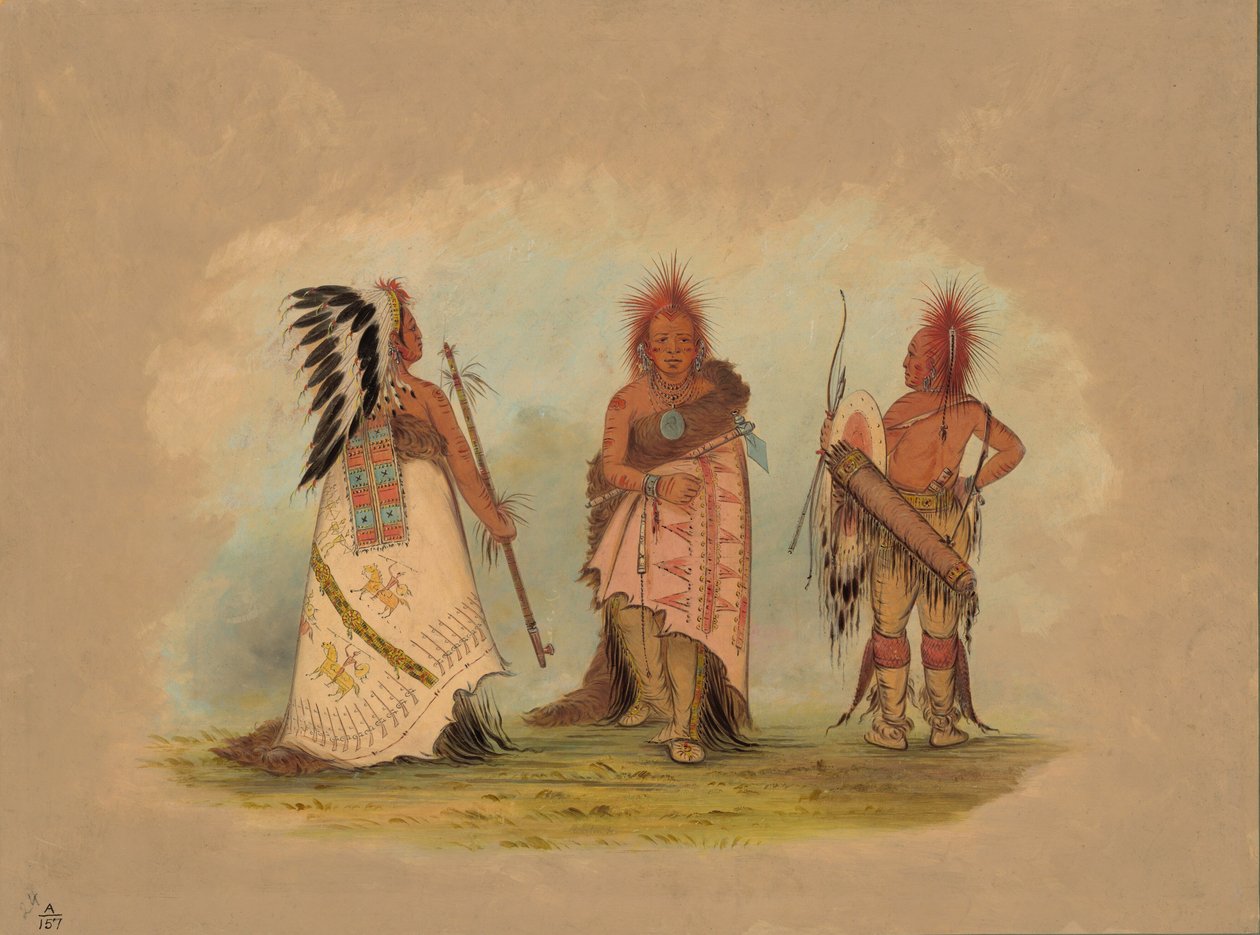 Pawnee főnök két harcossal, 18611869. alkotó: George Catlin