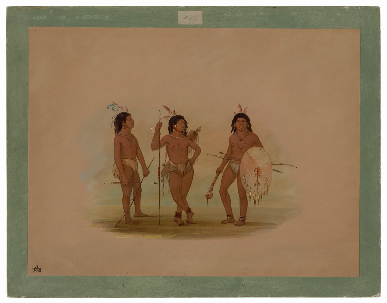Egy Puelchee főnök és két fiatal harcos alkotó: George Catlin