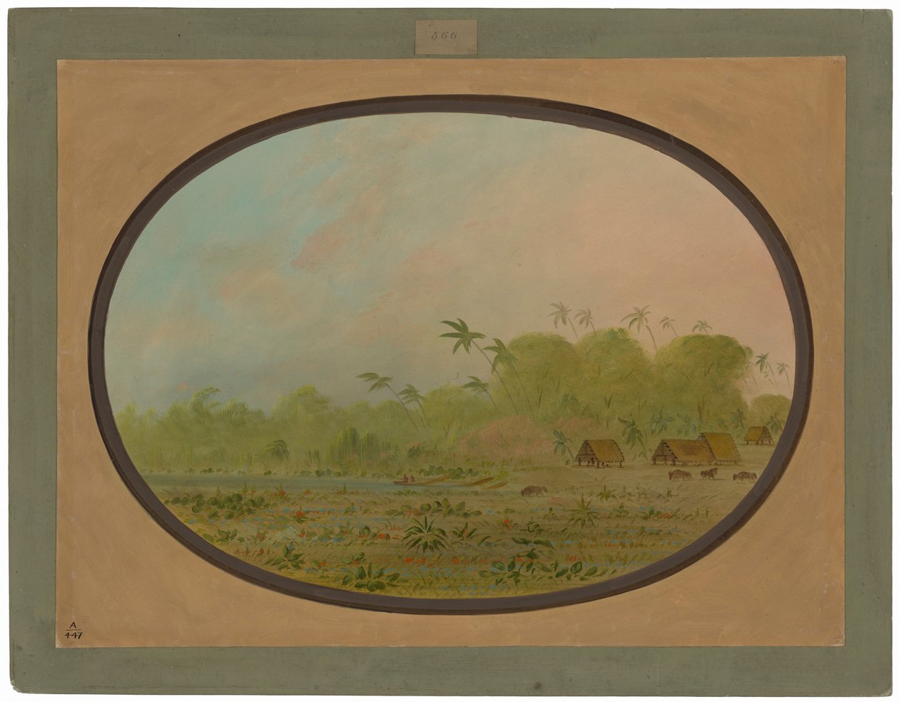 A remosz indiánok kis faluja alkotó: George Catlin