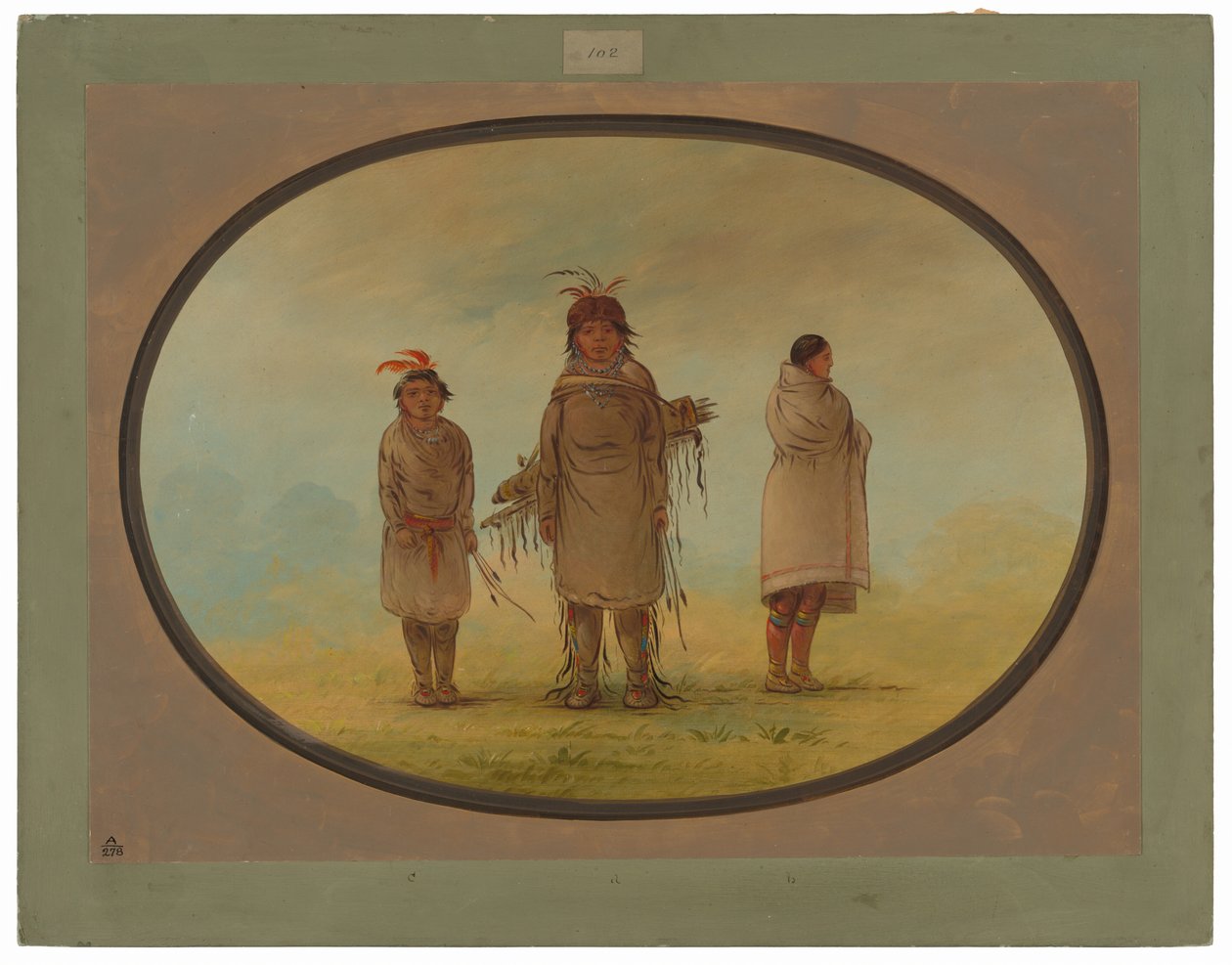 Egy kőharcos, a felesége és egy fiú alkotó: George Catlin