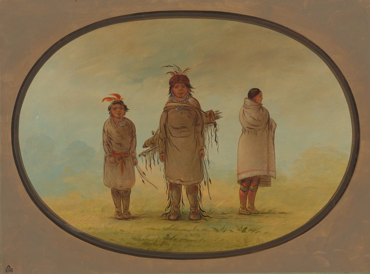 Egy kőharcos, a felesége és egy fiú, 18551869. alkotó: George Catlin