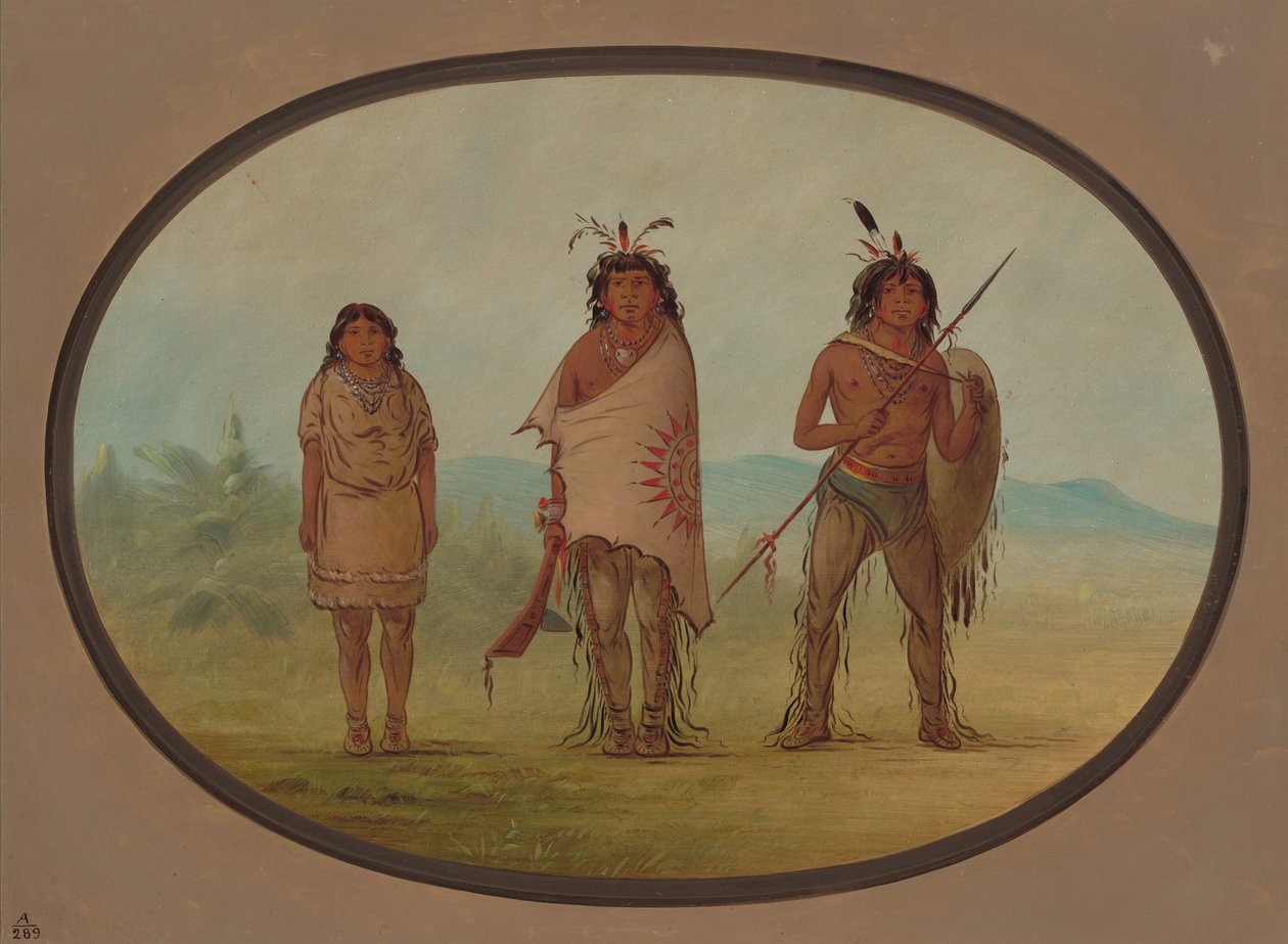 Egy yuma főnök, a lánya és egy harcos, 18551869. alkotó: George Catlin