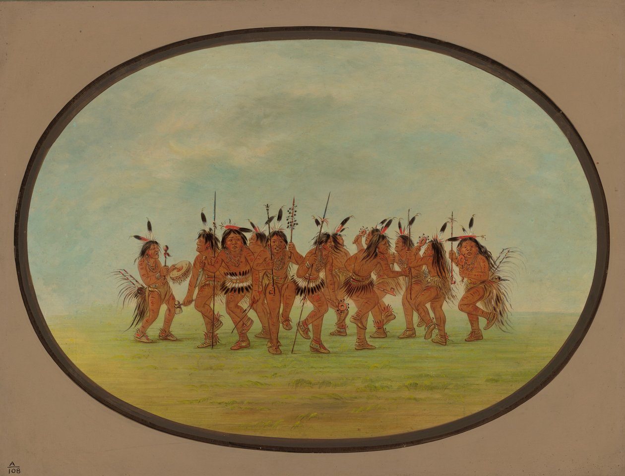 Mulatságos tánc – sziú, 18611869. alkotó: George Catlin