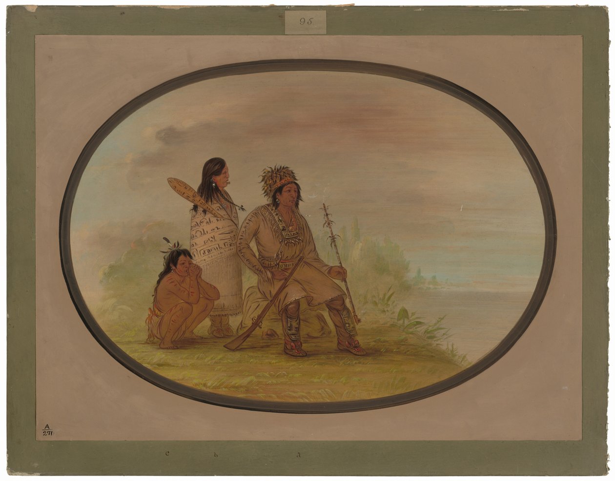 Egy öreg nayas indián, az unokája és egy fiú alkotó: George Catlin