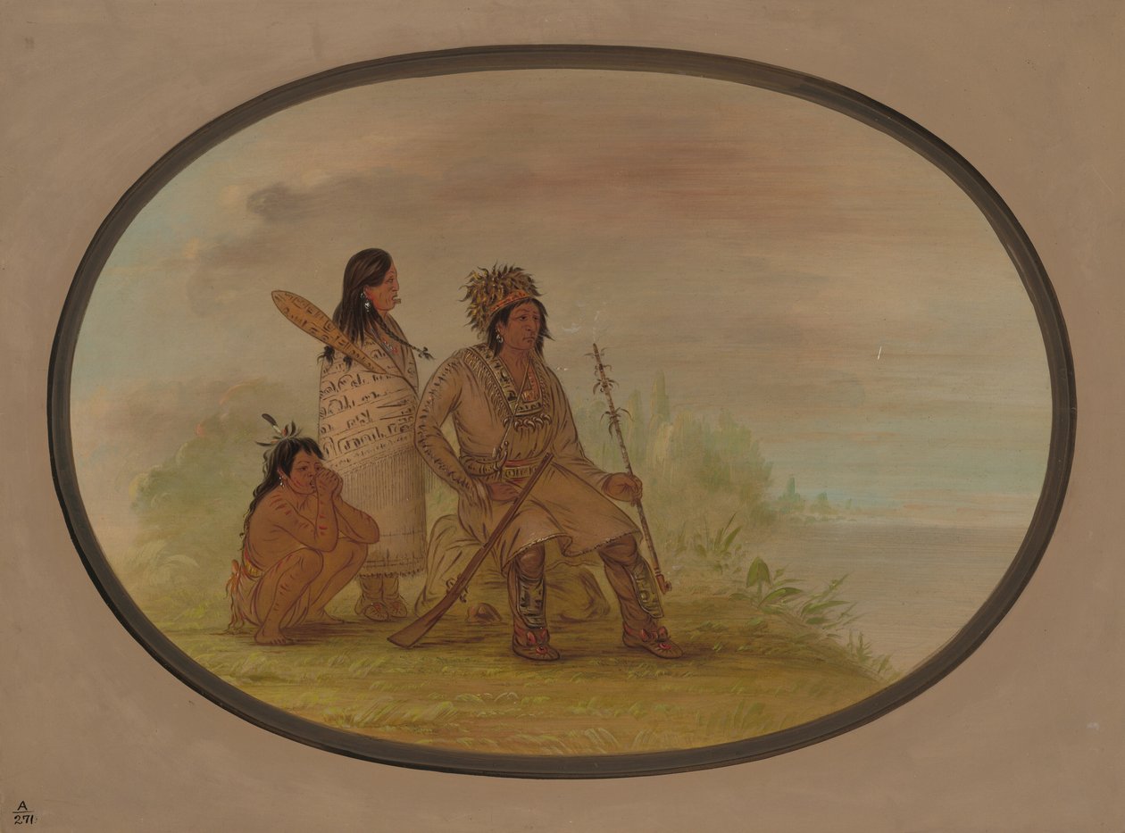 Egy öreg nayas indián, az unokája és egy fiú, 18551869. alkotó: George Catlin