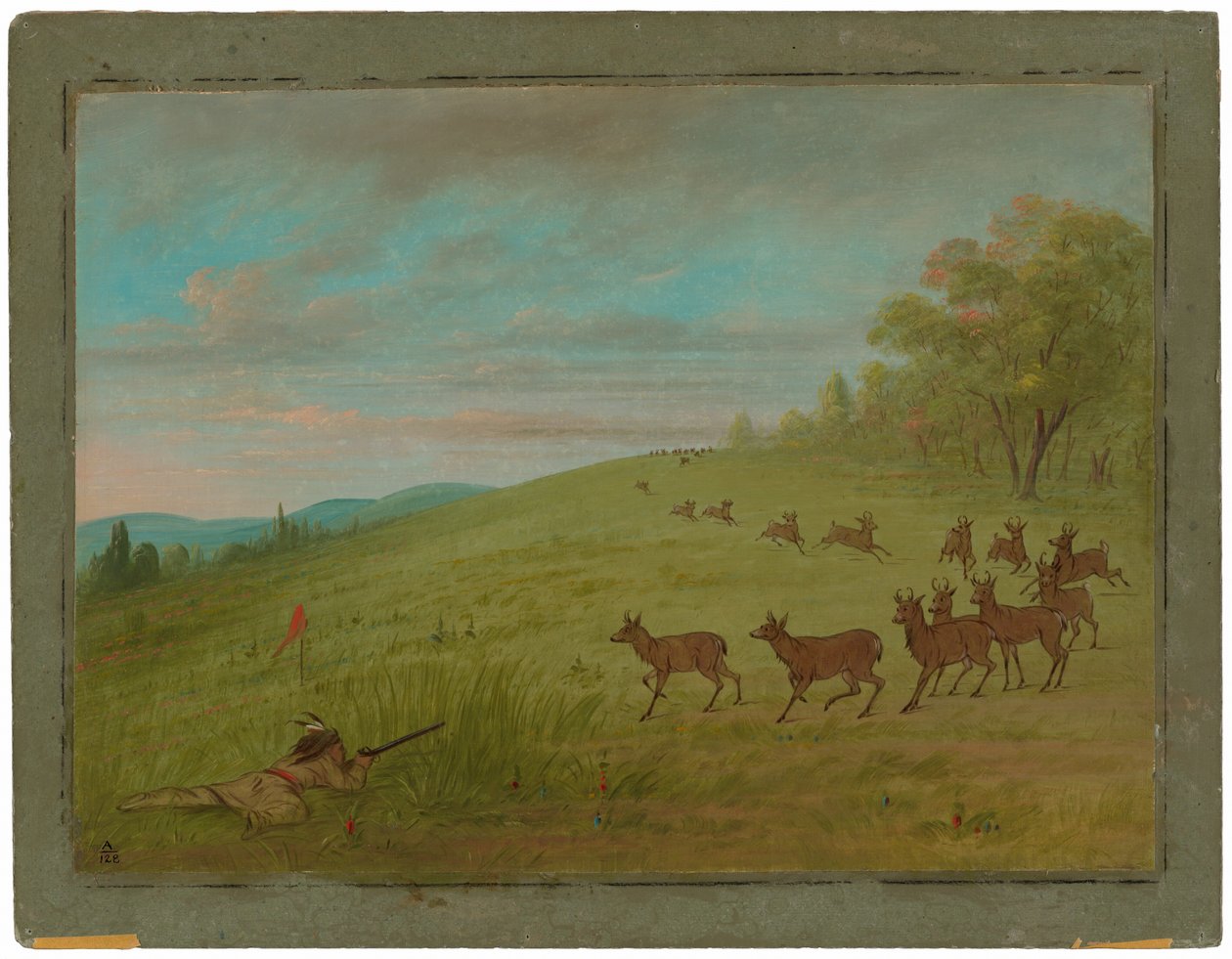 Antiloplövészet – Assinneboine alkotó: George Catlin